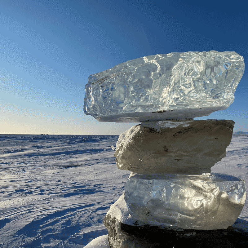 Stacked ice cairn