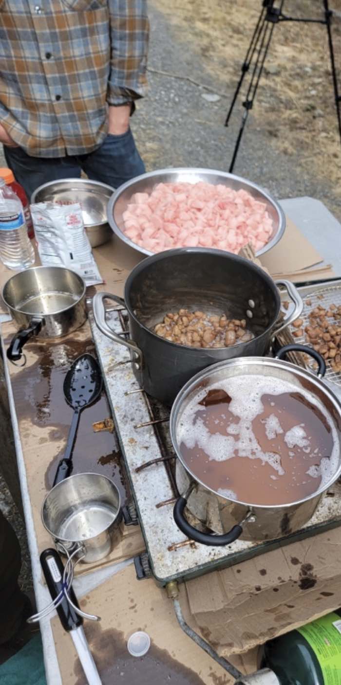 Image of Alaskan native food preparation.